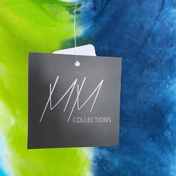 😳SALE😳 MM Collection Women’s Dress Blue Multi Print Rayon - Picture 6 of 7